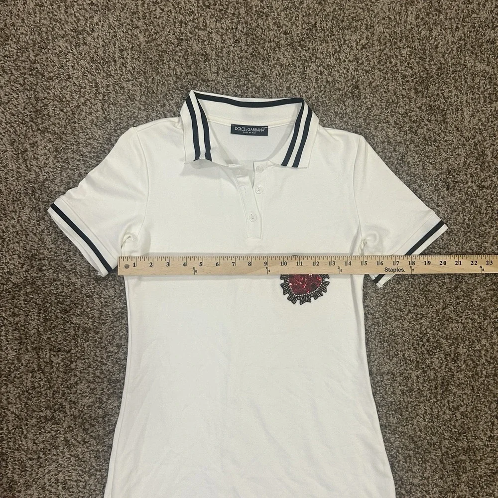 Dolce And Gabbana Teen Girls White Heart Polo Dress Made In Italy